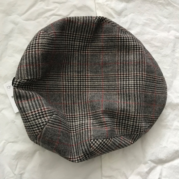 NWT Tip Top Tailors Burgundy Plaid Hat Unisex Black White Red Gatsby Cap Flat - Picture 4 of 12